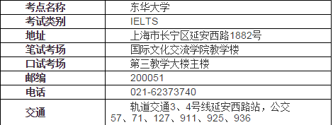 上海東華大學考點信息